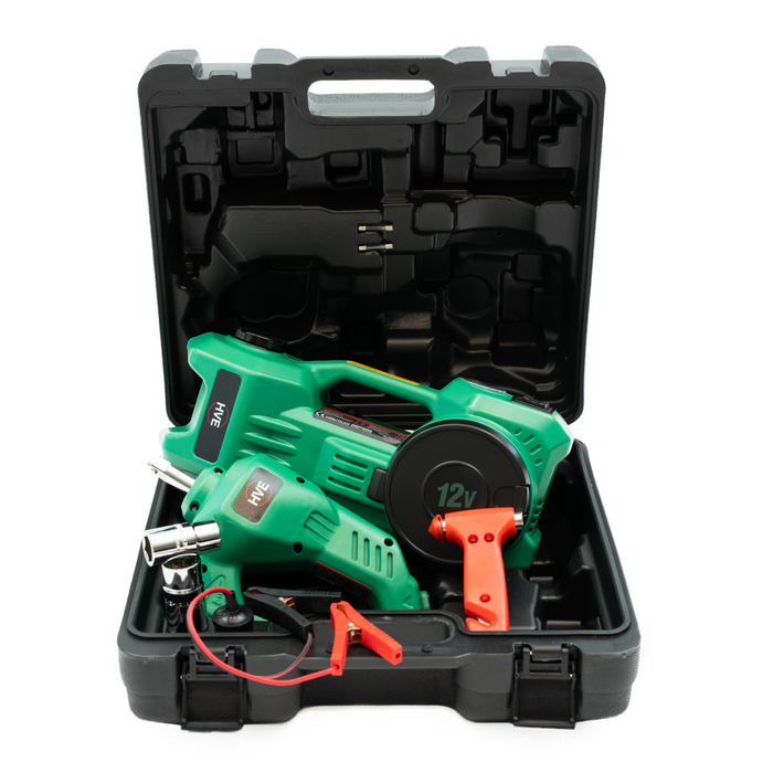 HVE 3-in-1 Elektrische Auto Krik Set – 5 Ton – Slagmoersleutel & Compressor – 12V